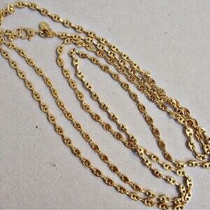 #Vintage #90s #MONET Gold Tone Oval Link Chain Necklace 34" Long Signed Classic